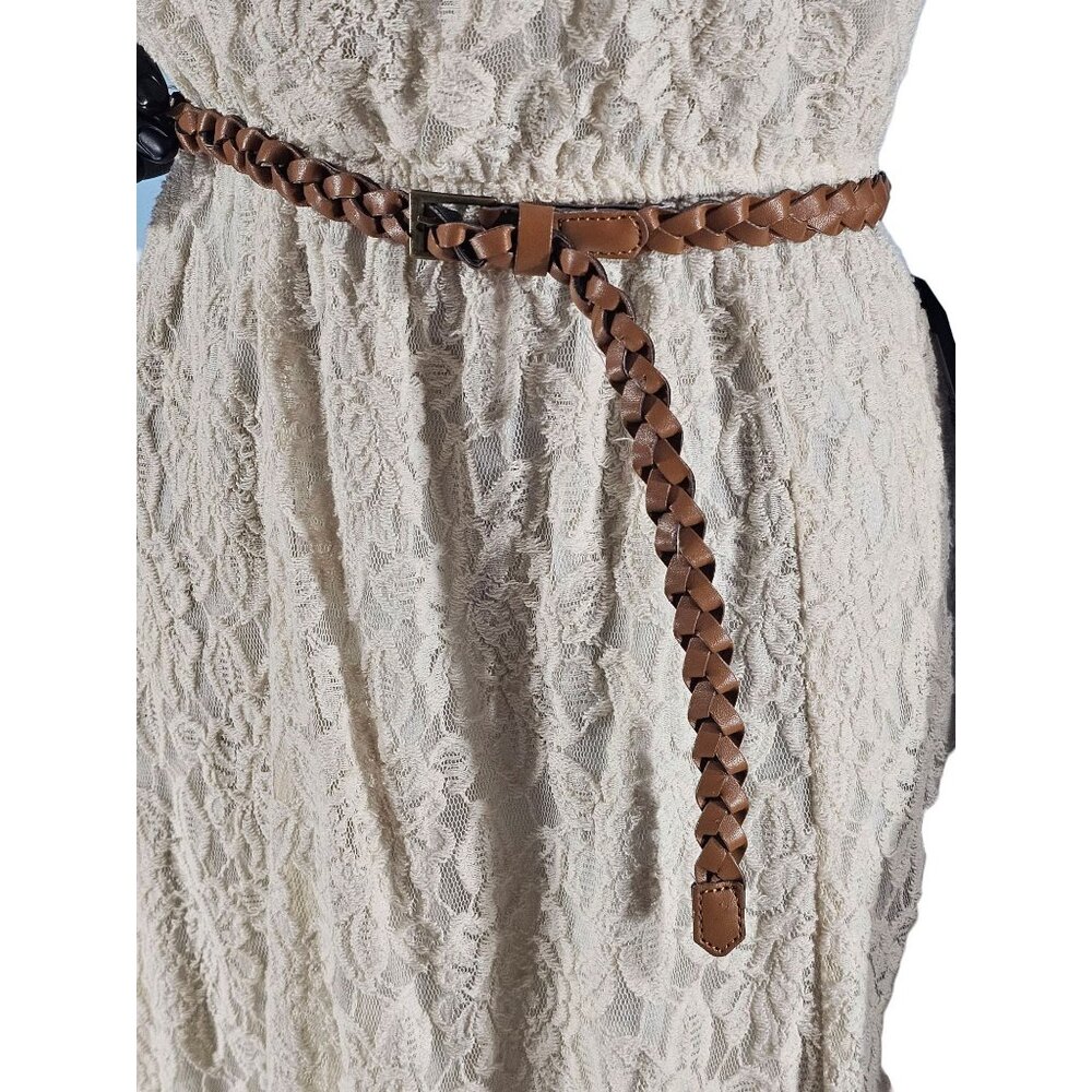 Strapless Lace Maxi Dress W/Leather Belt - Studio Y - Picture 6 of 8